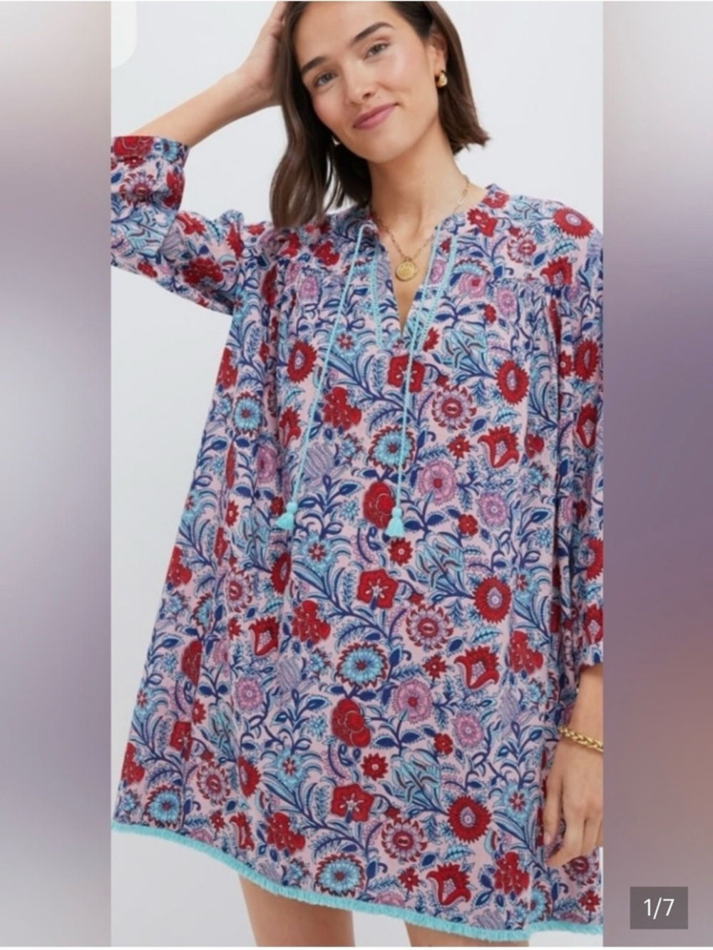 Tuckernuck Pink Floral Print Swim Coverup  Wildflower Resortwear Beach Mini